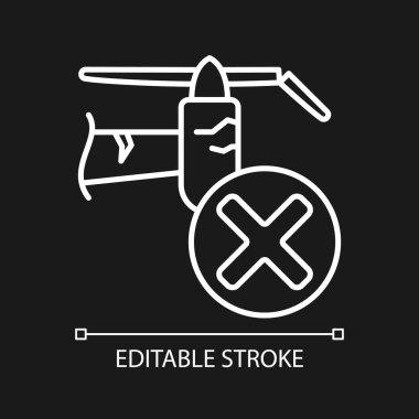 Koyu tema için kırık detaylar beyaz doğrusal el yazısı simgesi kullanma. İnce çizgi özelleştirilebilir illüstrasyon. Ürün kullanımı talimatları için gece modu için izole vektör kontur sembolü. Düzenlenebilir vuruş