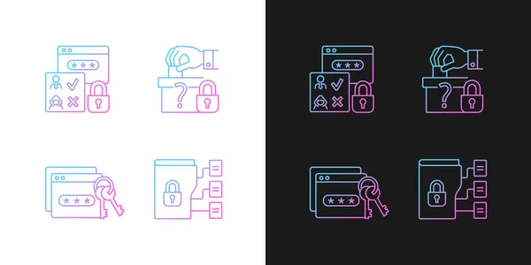 Icônes Gradient Sensibilité Des Données Réglées Pour Mode Sombre Lumineux — Image vectorielle