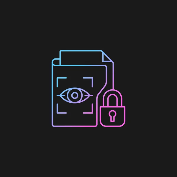 Protected Biometric Data Gradient Vector Icon Dark Theme Collect Personal — Stock Vector