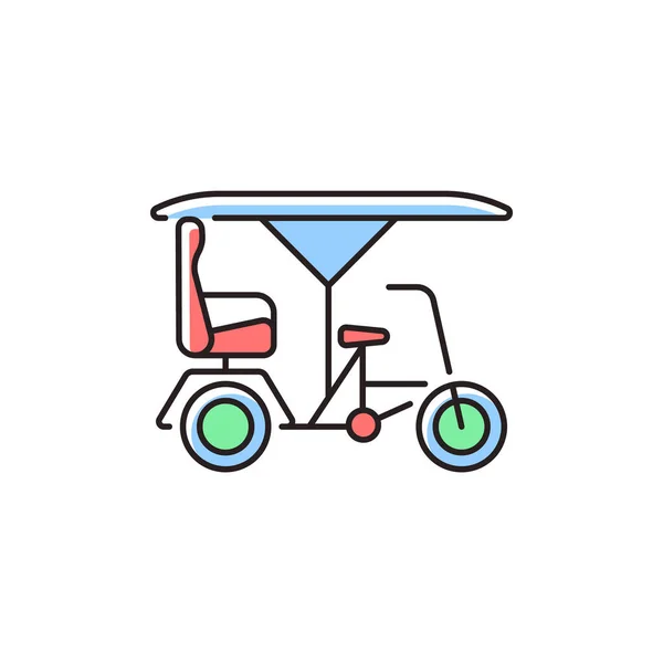 Icona Colori Bicitaxi Rgb Trasporti Turistici Taxi Biciclette Veicolo Commerciale — Vettoriale Stock