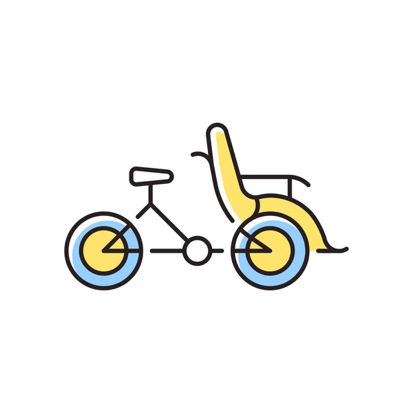 Cyclo Taxi Rgb Kleurenpictogram Driewieler Voor Personenvervoer Trishaw Fiets Toeristische — Stockvector