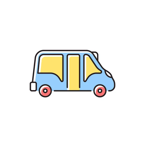 ミニバスRgbカラーアイコン 乗客を輸送するための小さなバス 自動車 公共交通機関だ 旅行サービス 空港送迎 孤立したベクトル図 簡単な線画 — ストックベクタ