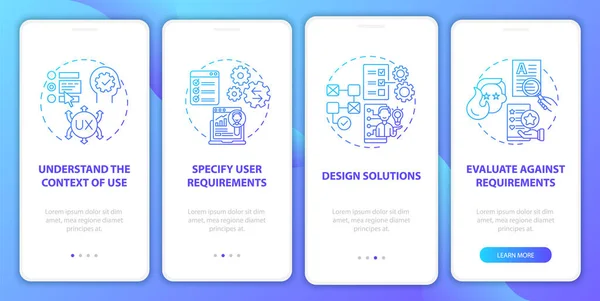 Gebruiker Gecentreerd Ontwerp Onboarding Mobiele App Pagina Scherm Begrijpen Context — Stockvector