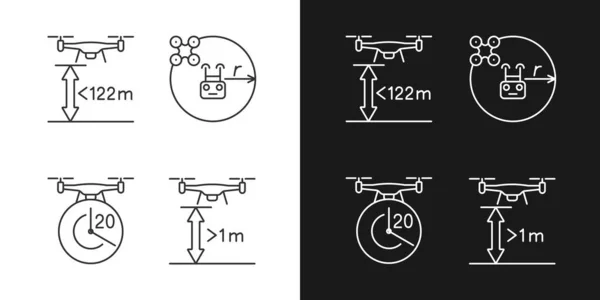 Drone Proper Control Linear Manual Label Icons Set Dark Light — Stock Vector