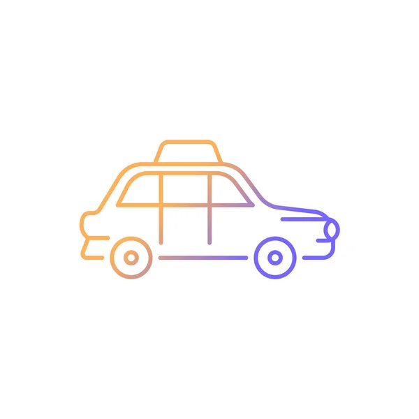 伦敦出租车坡度线性矢量图标 哈克尼马车 Minicab服务 公共交通 黑色出租车 细线颜色符号 现代风格的象形文字 矢量孤立轮廓图 — 图库矢量图片
