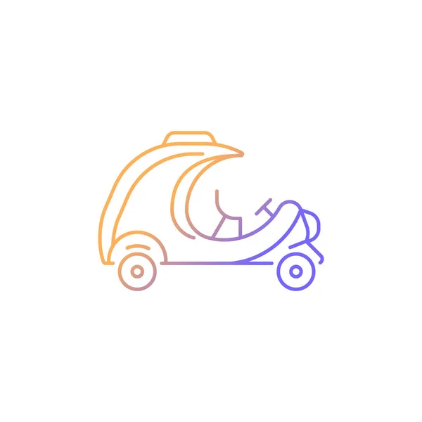 ココタクシーグラデーション線形ベクトルアイコン リックショー型車両 2人用の後部座席 観光客の輸送 細い線の色のシンボル 現代風ピクトグラム ベクトル絶縁外形図面 — ストックベクタ