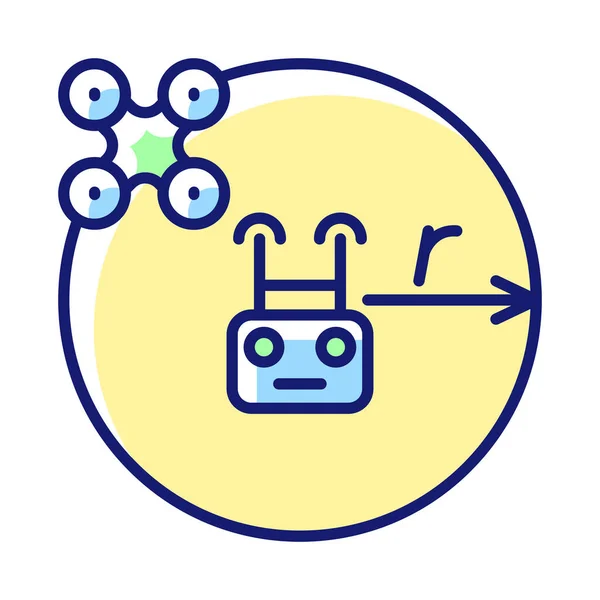 Έλεγχος Ακτίνας Πτήσης Rgb Χρώμα Χειροκίνητο Εικονίδιο Ετικέτα Ικανότητα Εμβέλειας — Διανυσματικό Αρχείο