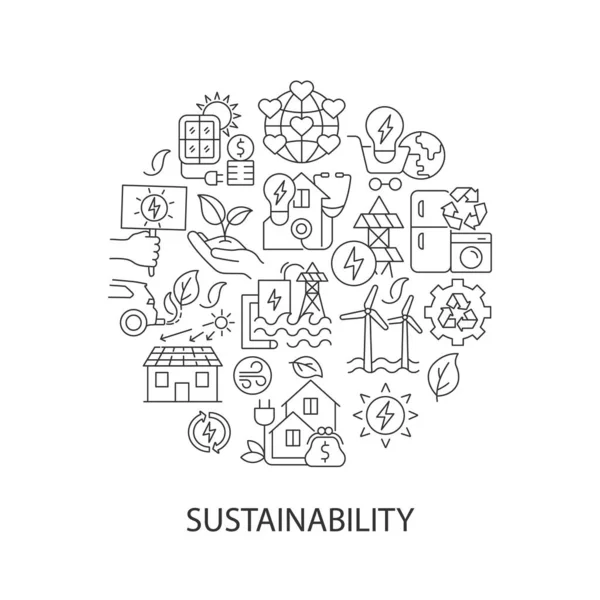 Layout Concettuale Lineare Astratto Sostenibilità Con Titolo Ecologia Mondiale Idea — Vettoriale Stock