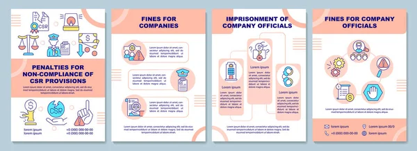 Modello Opuscolo Sulle Sanzioni Mancata Conformità Della Rsi Infrangi Conseguenze — Vettoriale Stock