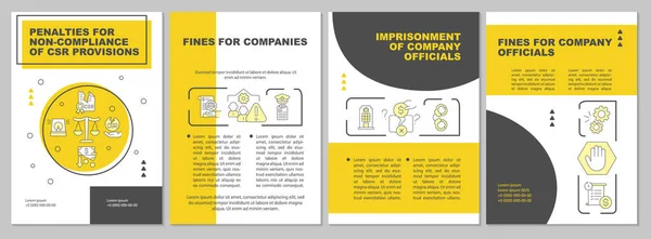 Csr Penalties Yellow Brochure Template Breach Consequences Flyer Booklet Leaflet — Stock Vector