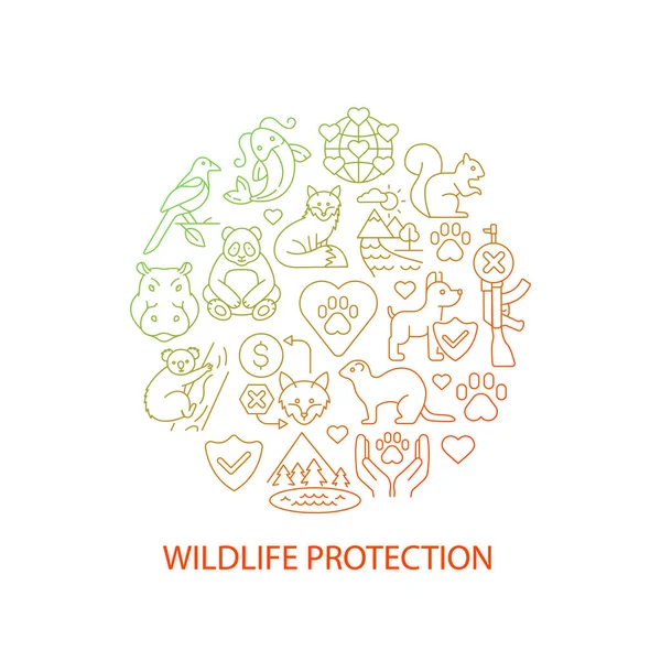 Wildlife Protection Abstract Gradient Linear Concept Layout Headline Animal Welfare — Stock Vector