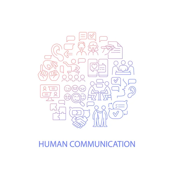 의사소통 추상적 개념의 배치가 헤드라인 사람들 얘기하는 인간의 작용은 최소의 — 스톡 벡터
