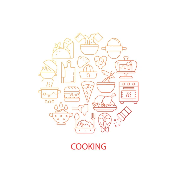 Comida Cocina Gradiente Abstracto Diseño Concepto Lineal Con Titular Receta — Vector de stock