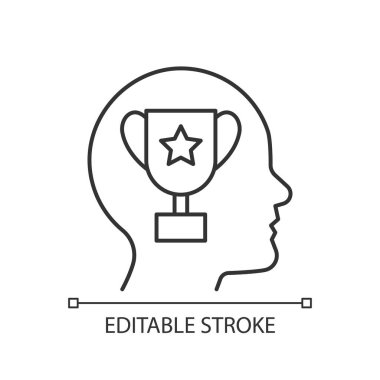 Başarı motivasyon doğrusal simgesi. İnsanın bir şeyde başarılı olması gerekir. İş yerinde motivasyon. İnce çizgi özelleştirilebilir illüstrasyon. Contour sembolü. Vektör izole çizim. Düzenlenebilir vuruş