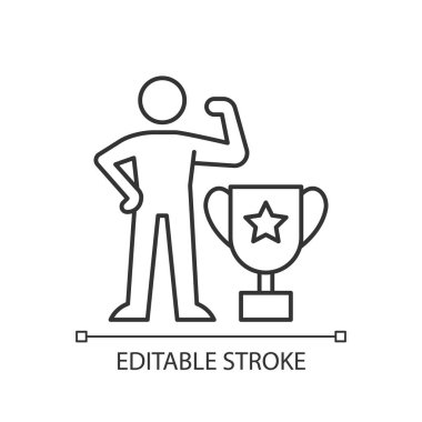 Güç tabanlı motivasyon doğrusal simgesi. Prestij arzusu. İnsanları etkilemek. Liderlik becerileri. İnce çizgi özelleştirilebilir illüstrasyon. Contour sembolü. Vektör izole çizim. Düzenlenebilir vuruş