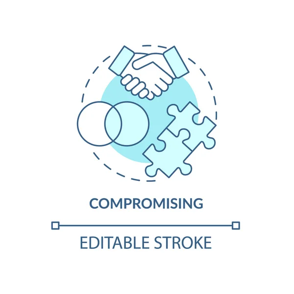 Compromiso Icono Concepto Azul Estrategia Para Resolver Problemas Acuerdo Mutuo — Vector de stock