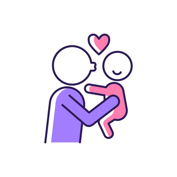 Besos Niño Mejilla Icono Color Rgb Mostrando Afecto Expresar Amor — Vector de stock