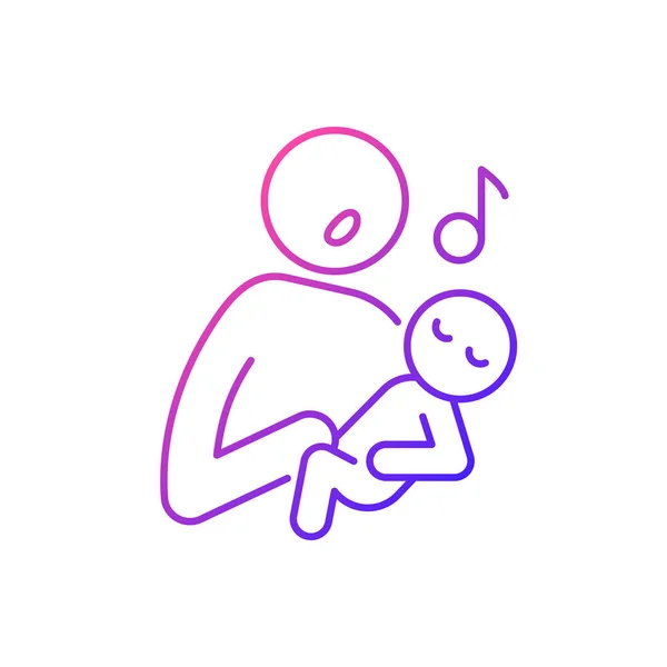 赤ちゃんのグラデーション線形ベクトルアイコンに歌う 幼児向けの歌 親の声 新生児に子守歌を歌いなさい 細い線の色のシンボル 現代風ピクトグラム ベクトル絶縁外形図面 — ストックベクタ