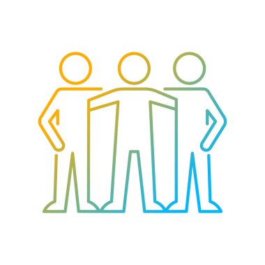 Bağlantılı motivasyon gradyan doğrusal vektör simgesi. Gruba ait olma arzusu. Ekip üyesi. İş yeri motivasyonu. İnce çizgi renk sembolü. Modern tarz pictogram. Vektör izole çizimi