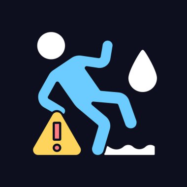 Koyu tema için ıslak yüzey RGB renk el yazısı simgesinde kullanmayın. Gece modunda izole vektör çizimi. Ürün kullanımı talimatları için siyah üzerine basit çizgi çizimi