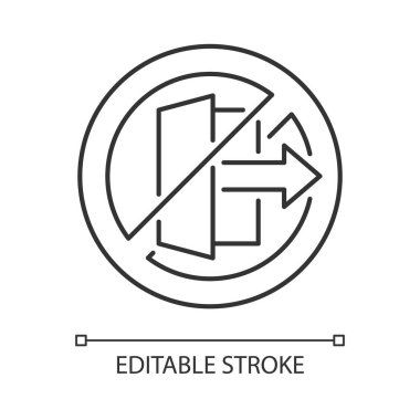 Açık havada doğrusal elle etiketleme simgesi kullanmayın. İçeride oynayın. İnce çizgi özelleştirilebilir illüstrasyon. Contour sembolü. Ürün kullanma talimatları için vektör izole çizimi. Düzenlenebilir vuruş
