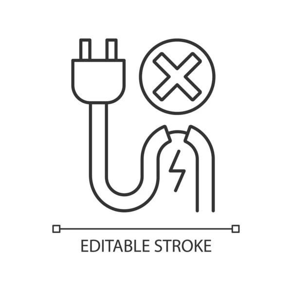 Utilizar Cuando Cable Dañado Icono Etiqueta Manual Lineal Ilustración Personalizable — Archivo Imágenes Vectoriales