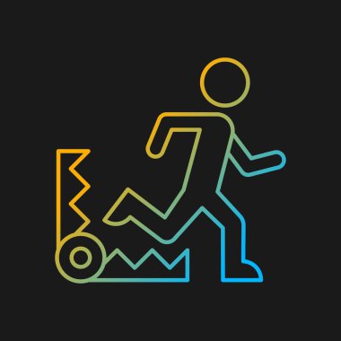 Karanlık tema için korku temelli motivasyon gradyan vektör simgesi. Acı ve rahatsızlık korkusu. Olumsuz etki. İnce çizgi renk sembolü. Modern tarz pictogram. Vektör izole çizimi