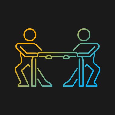Karanlık tema için rekabet gradyan vektör simgesi. Rekabet kazanma içgüdüsel motivasyon. Üstünlük için mücadele et. İnce çizgi renk sembolü. Modern tarz pictogram. Vektör izole çizimi
