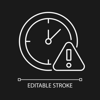 Koyu tema için uzun süre beyaz doğrusal el yazısı simgesi kullanma. İnce çizgi özelleştirilebilir illüstrasyon. Ürün kullanımı talimatları için gece modu için izole vektör kontur sembolü. Düzenlenebilir vuruş