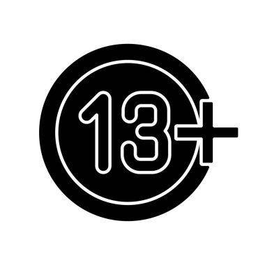 Çocuklar için uygun değil siyah kabartma etiketi simgesi. Yaş sınırlaması. Çocuklar için VR kaskı yasaktır. Beyaz uzayda siluet sembolü. Ürün kullanma talimatları için vektör izole illüstrasyon