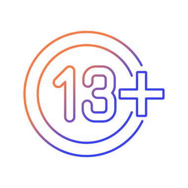 Çocukların gradyan doğrusal vektör el yazısı simgesi için uygun değil. Yaş sınırlaması. İnce çizgi renk sembolü. Modern tarz pictogram. Ürün kullanma talimatları için vektör izole çizimi