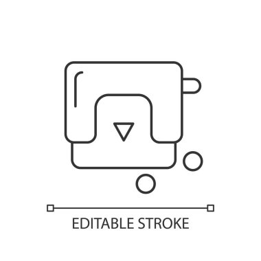 Doğrusal deliğe yumruk ikonu. Kağıt delici. Ofis işi için bir cihaz. Yumruk makinesi. Albüm koleksiyonu. İnce çizgi özelleştirilebilir illüstrasyon. Contour sembolü. Vektör izole çizim. Düzenlenebilir vuruş