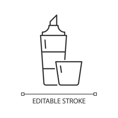 Çizgisel simgeyi vurgula. Önemli metin parçalarını işaretlemek için geniş işaret kalemi. Öğrenciler için malzemeler. İnce çizgi özelleştirilebilir illüstrasyon. Contour sembolü. Vektör izole çizim. Düzenlenebilir vuruş
