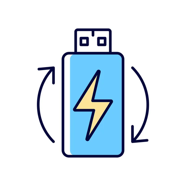 Oplaadbare Lithium Ion Batterij Rgb Kleur Handmatig Label Pictogram Herbruikbare — Stockvector