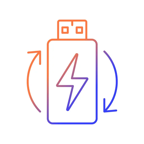 Wiederaufladbare Lithium Ionen Batterie Gradient Linearer Vektor Manuelles Etikettensymbol Farbsymbol — Stockvektor