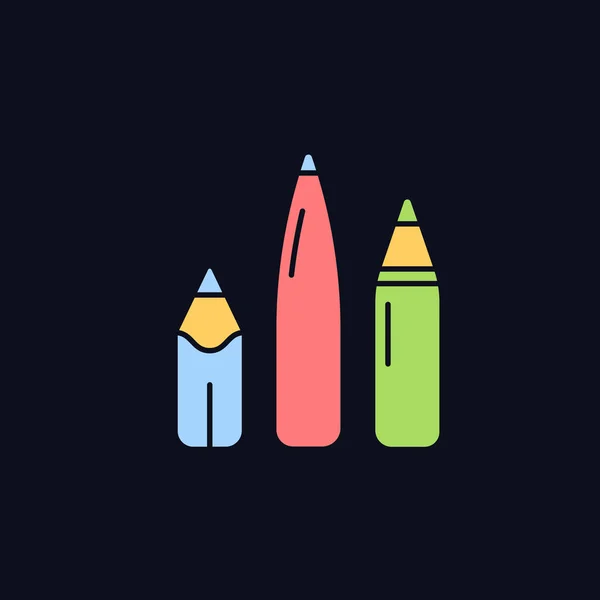 Stifte Und Bleistifte Rgb Farbsymbol Für Dunkles Thema Schulbedarf Schreibgerät — Stockvektor