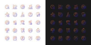 Vr kulaklık gradyan elle etiketleme simgeleri karanlık ve aydınlık mod için ayarlandı. İnce çizgili sembol demetleri. Ürün kullanımı talimatları için siyah ve beyaz üzerine izole vektör ana hatları koleksiyonu