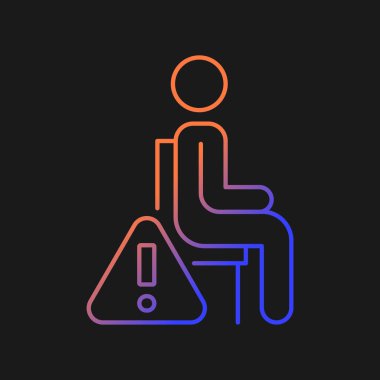 Koyu tema için oturulan gradyan vektör el yazısı simgesini koru. Ayakta durmak yaralara neden olur. İnce çizgi renk sembolü. Modern tarz pictogram. Ürün kullanma talimatları için vektör izole çizimi