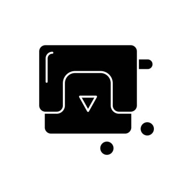 Delik yumruklu siyah sembol. Kağıt delici. Ofis işi için bir cihaz. Yumruk makinesi. Çarşaf malzemelerinde delikler açıyorlar. Albüm koleksiyonu. Beyaz uzayda siluet sembolü. Vektör izole illüstrasyonu