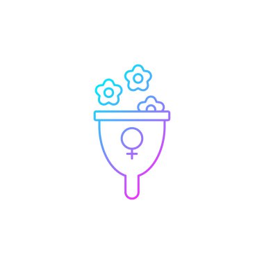 Kadınlık sembolü doğrusal vektör simgesi. Kadın gücünü ve nezaketini temsil ediyor. Feminist terapi. İnce çizgi renk sembolü. Modern tarz pictogram. Vektör izole çizimi