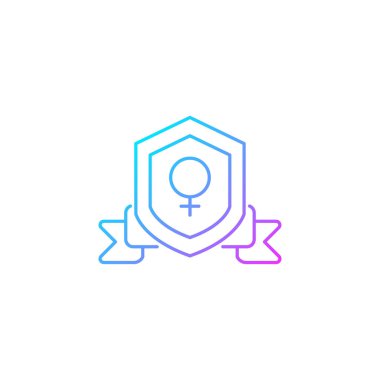 Feminist organizasyon gradyan doğrusal vektör simgesi. Cinsiyet eşitliği. Toplumsal değişimi başarmak. Feminist hareket. İnce çizgi renk sembolü. Modern tarz pictogram. Vektör izole çizimi