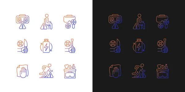 Guía Gradiente Iconos Etiqueta Manual Establecidos Para Modo Oscuro Claro — Vector de stock