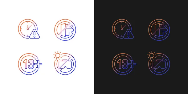 Headset Gradient Manual Label Icons Set Dark Light Mode Thin — Stock Vector