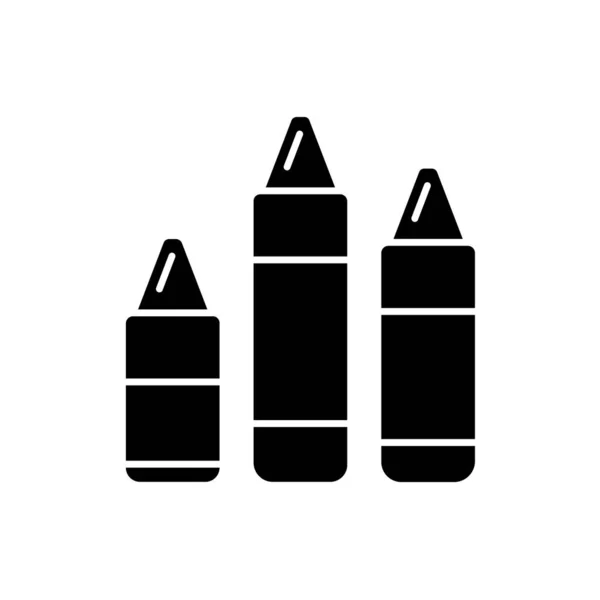 Crayons Μαύρο Ανάγλυφο Εικονίδιο Στην Τάξη Τέχνης Χρησιμοποιήστε Για Σχέδιο — Διανυσματικό Αρχείο