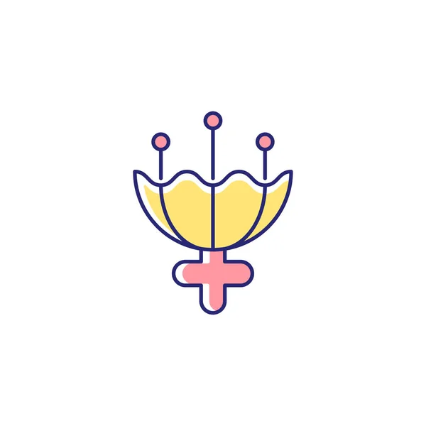 Kön Symbol För Kvinnliga Rgb Färg Ikon Trippel Månskylt Blomstersymbolik — Stock vektor