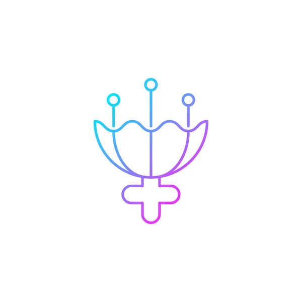 Genussymbol För Kvinnlig Gradient Linjär Vektorikon Trippel Månskylt Blomstersymbolik Attribut — Stock vektor