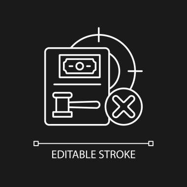 Karanlık tema için vahşi yaşamı koruma beyaz doğrusal simgesi. Ceza ver ya da alma. İnce çizgi özelleştirilebilir illüstrasyon. Gece modu için izole vektör kontur sembolü. Düzenlenebilir vuruş