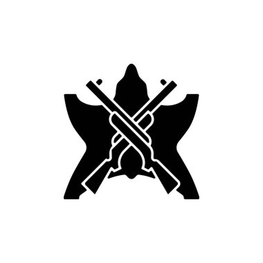 Hunting trophy black glyph icon. Pursue and kill wild animals with big antlers and horns. Big game animals taxidermy. Trophy room. Silhouette symbol on white space. Vector isolated illustration vector