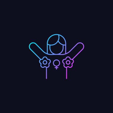 Karanlık tema için radikal feminizm gradyan vektör simgesi. Kadınların haklarını destekliyorum. Mevcut sosyal normlara meydan okumak. İnce çizgi renk sembolü. Modern tarz pictogram. Vektör izole çizimi