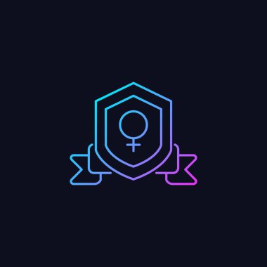 Karanlık tema için feminist organizasyon gradyan vektör simgesi. Cinsiyet eşitliği. Toplumsal değişimi başarmak. İnce çizgi renk sembolü. Modern tarz pictogram. Vektör izole çizimi